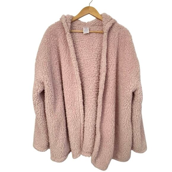 Secret Treasures Pink Sherpa Fleece Hooded Cardigan Jacket XL (16-18) Cozy - Picture 1 of 5
